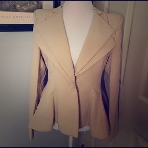 Beautifully tailored tan peplum blazer size 8